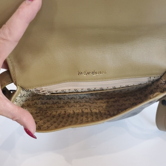 Saint Laurent YSL Brown Tan Giraffe Print Coated Canvas Vintage Crossbody Bag - Picture 15 of 16